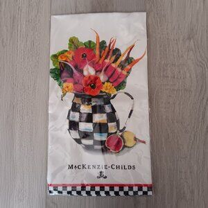 McKenzie-Childs Vegetable Bouquet Dish Towel 100% cotton 18" x 26" Black White
